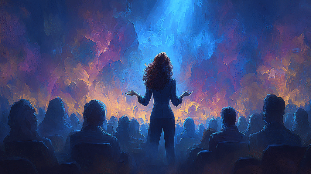 Keynote speaker creating collective effervescence moment demonstrating effective keynote follow up strategy