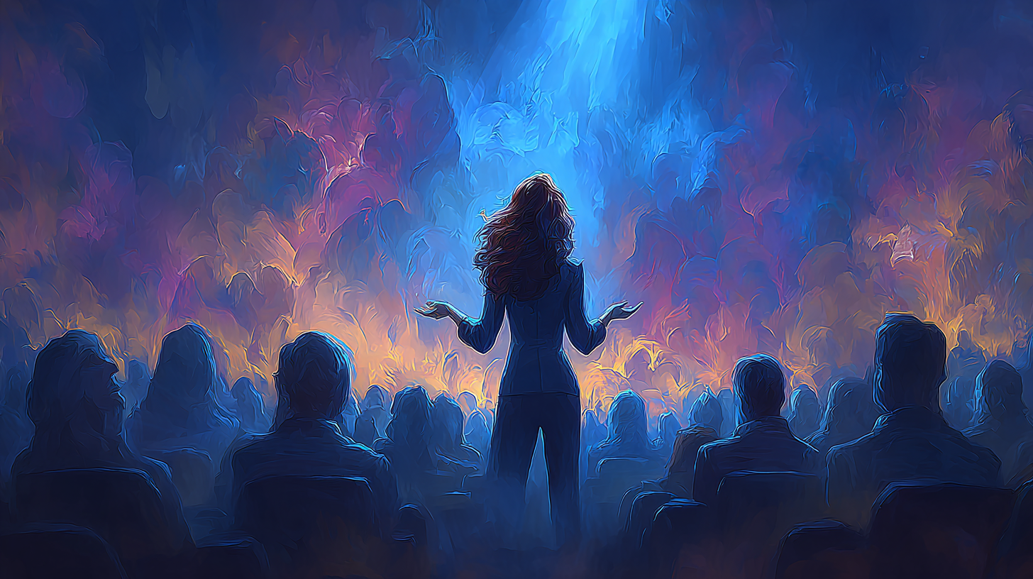 Keynote speaker creating collective effervescence moment demonstrating effective keynote follow up strategy